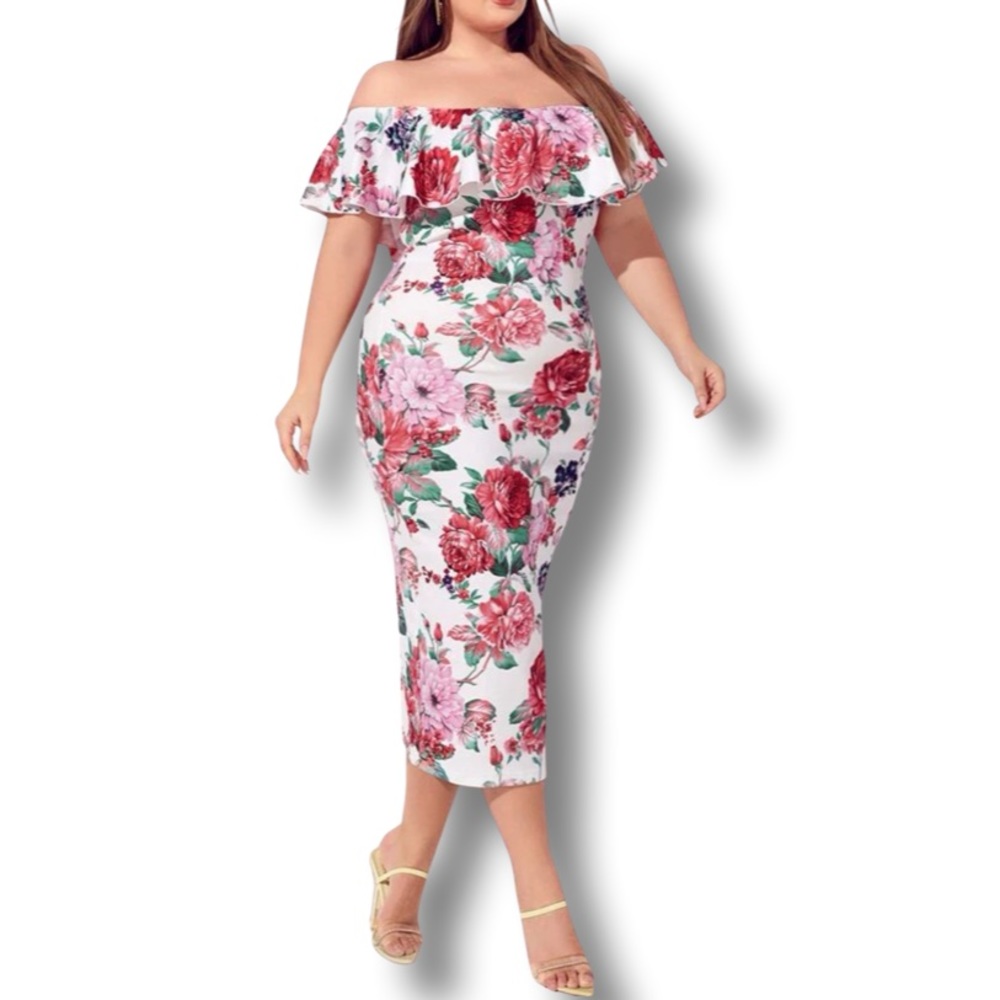 Floral Print Off Shoulder Bodycon